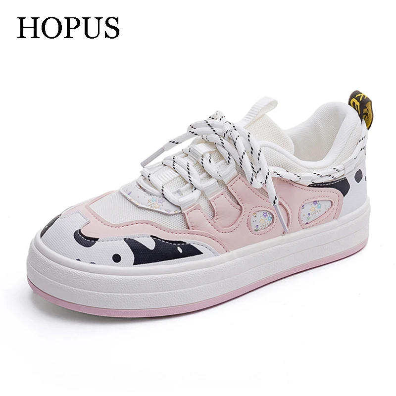 

Новинка 2022, женская обувь, весенние дышащие милые розовые кроссовки в Корейском стиле для женщин, удобные модные повседневные туфли смешанн...