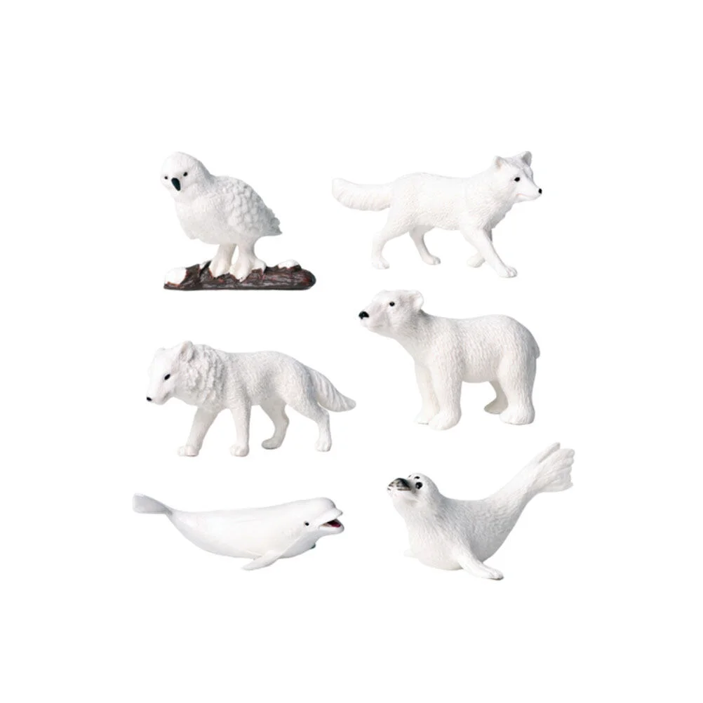 

All White Arctic Miniaturess Toys Bear Educational Preschool for Kids 6pcs