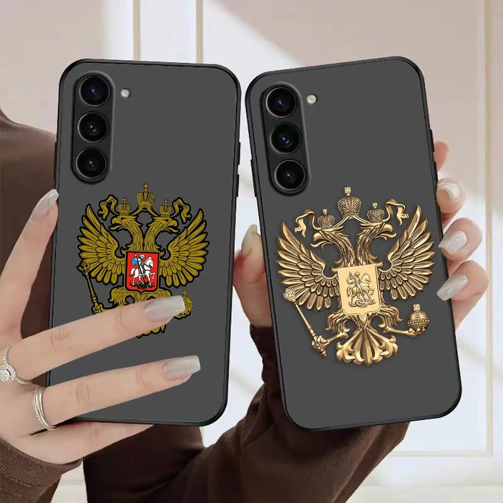 Matte Phone Case for Samsung Galaxy S23 S22 S21 S20 S10 4G S9 S8 Plus ULTRA 5G LITE Case Funda Capa Shell Russian Flags Emblem