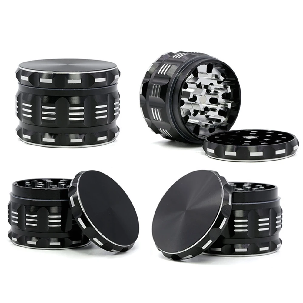 

Tobacco Grinder Herb Grinders With 4 Layers 63mm Non-Slip Flat Pattern Aluminium Alloy Polygon