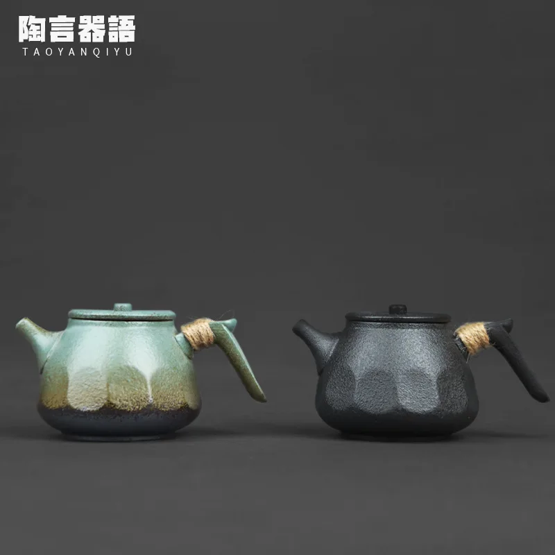 

Japanese kiln fired retro pottery hand-held teapot handmade pottery series personal coffee table kung fu tea set teapot