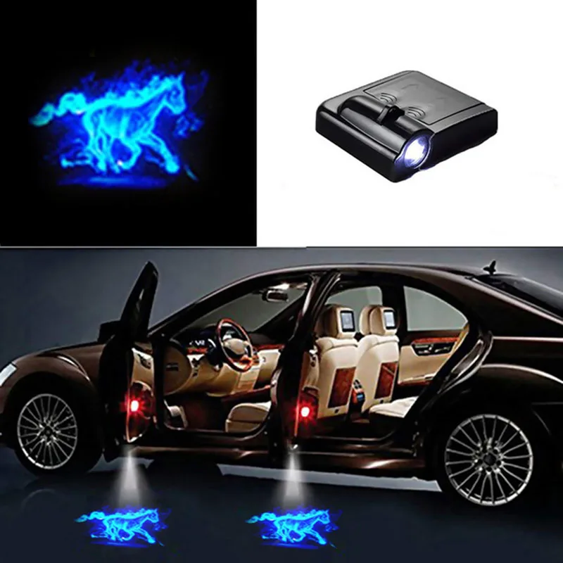 

2pcs Car Door Welcome Logo Light Car Projection Lamp Shadow Car Accessories Led Decorative Projector Light Laser Wireless Light
