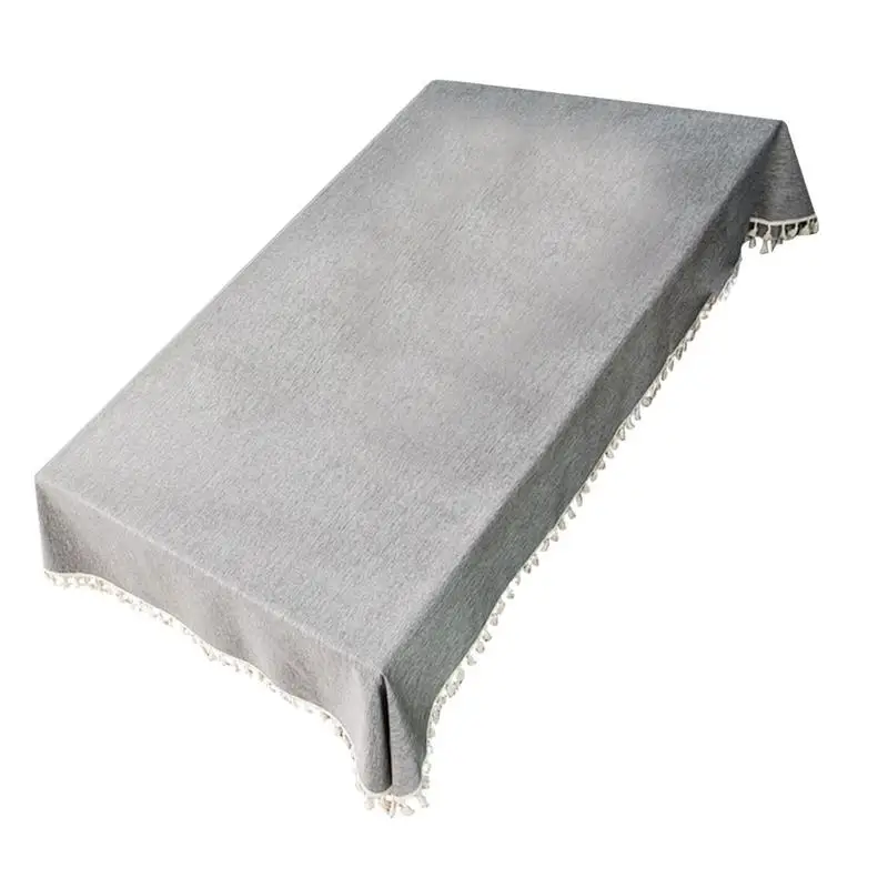 

Classic Rectangular Tablecloth Washable Crinkle-resistant Waterproof Tablecloth Spill-proof Fringed Cotton Linen Tablecloth For