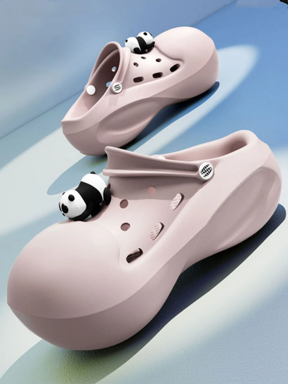 Garden Shoes Women's Ins Thick Sole Sanals Cute Panda Accessories Elevated Breathable Office Sandals Female Slippers For Summer