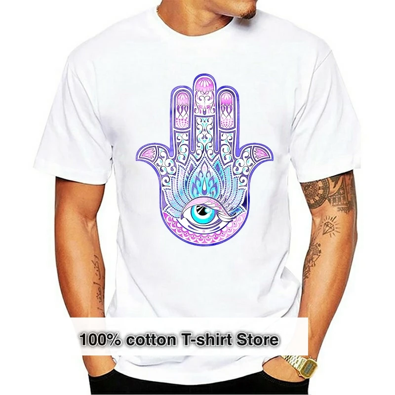 

Hamsa Hand T Shirt Love Peace Animals Are Friends Boho Festival Namaste Cool Casual t shirt men Unisex New Fashion