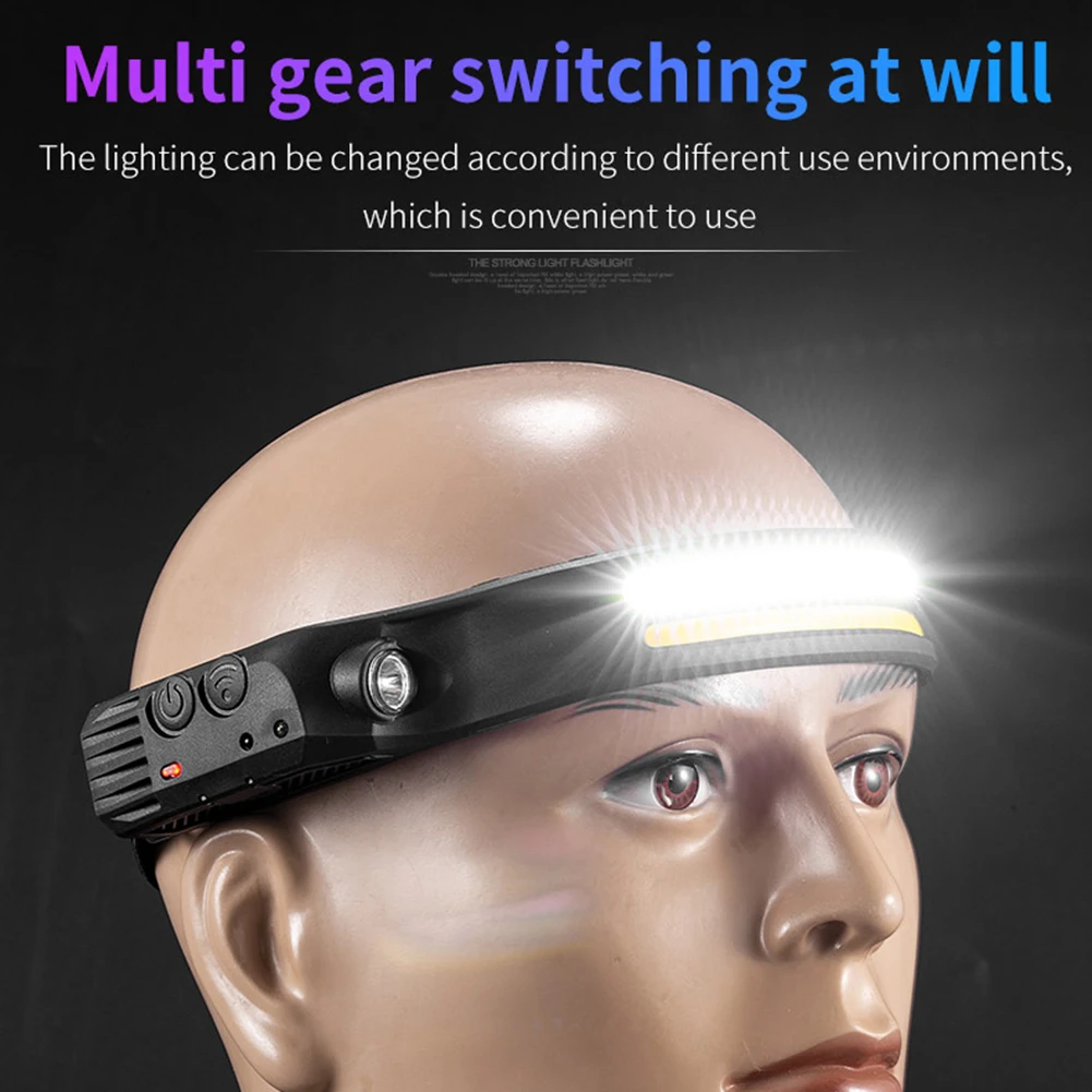 Налобный фонарь с датчиком светодиодный головной светильник со встроенным