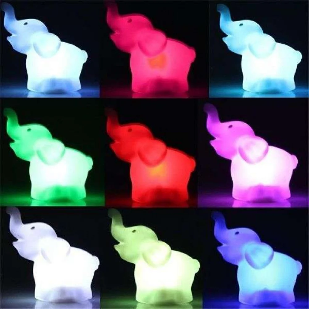 

Led Night Light Elephant shape Soft Light Eye Protecton Lamp Babies Sleeping Toys 7 Changing Colors Animal Decor Night Lights