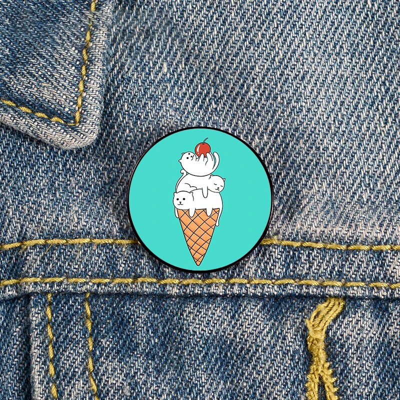 

LGBTGay Cute Kawaii Ice cream Brooches Shirt Lapel teacher tote Bag backpacks Badge Cartoon gift brooches pins for women