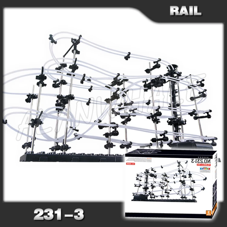 

1600cm Rail Level 3 Marble Run Race Roller Coaster Night Luminous Model Building Kit STEM Learning Toys Rolling ball Sculpture