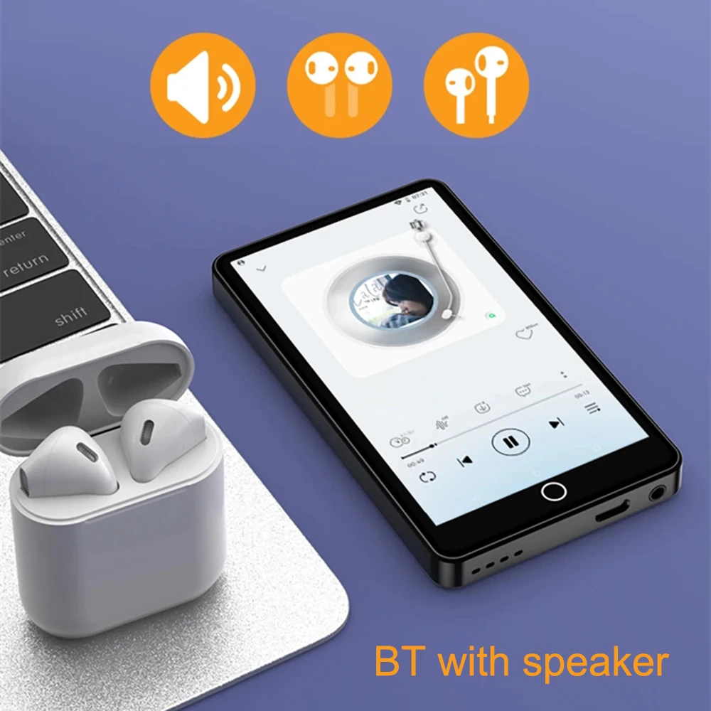 Камера Mp4 плеер Bluetooth Wifi Android 16 Гб Сенсорный экран Hifi музыкальный Диктофон Видео Mp3