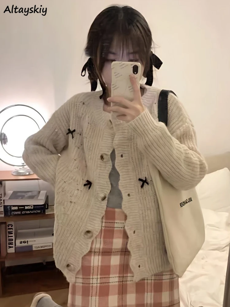 

Cardigans Women Knitted Tender Soft Casual Japanese Style Loose Sweet Autumn New Girlish Age-reducing All-match Temperament Chic