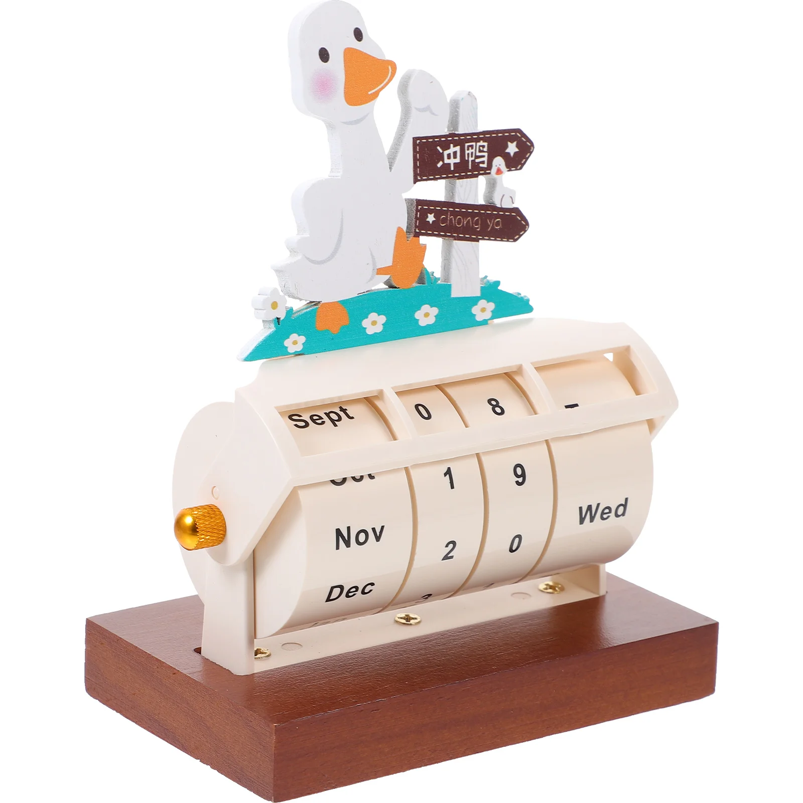 

Office Wood Calendar Cartoon Table Calendar Cartoon Duck Rotatory Calendar Home Supply