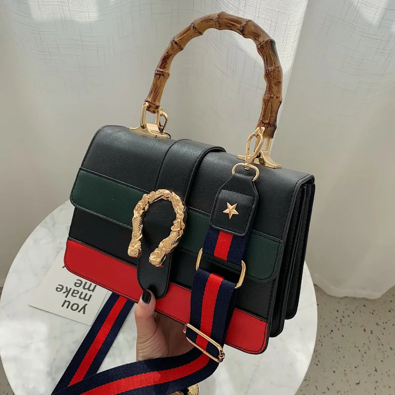 Женская Сумка Через Плечо В Стиле Ретро Модная С Цветными Блоками Широкий