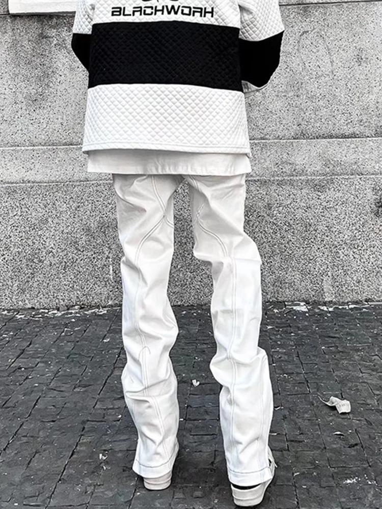 Arrivals White Chic Hip Hop Men Straight Jeans Pants Luxury Ankle Zipper High Street Korean Casual Loose Denim Trousers Denim