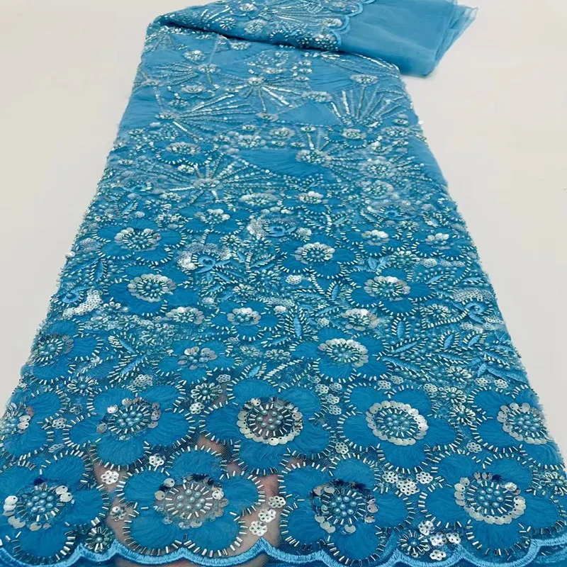 

Новейшая бисерная ткань высокого качества, африканская кружевная ткань, бусины ручной работы, кружевная ткань для невесты, материал для свадьбы TS1227