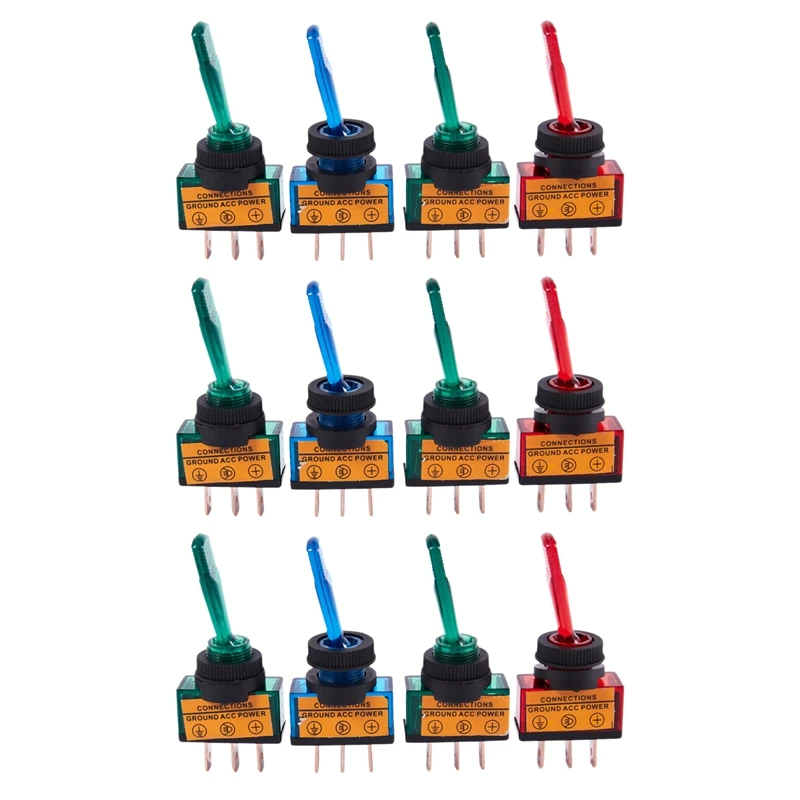 12 шт. 12 В постоянного тока 20 А светильник ключатель света с подсветкой переключатель управления для автомобиля лодки приборной панели Spst вкл/выкл