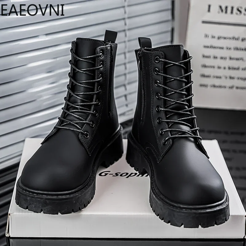 Мужские кожаные ботинки берцы