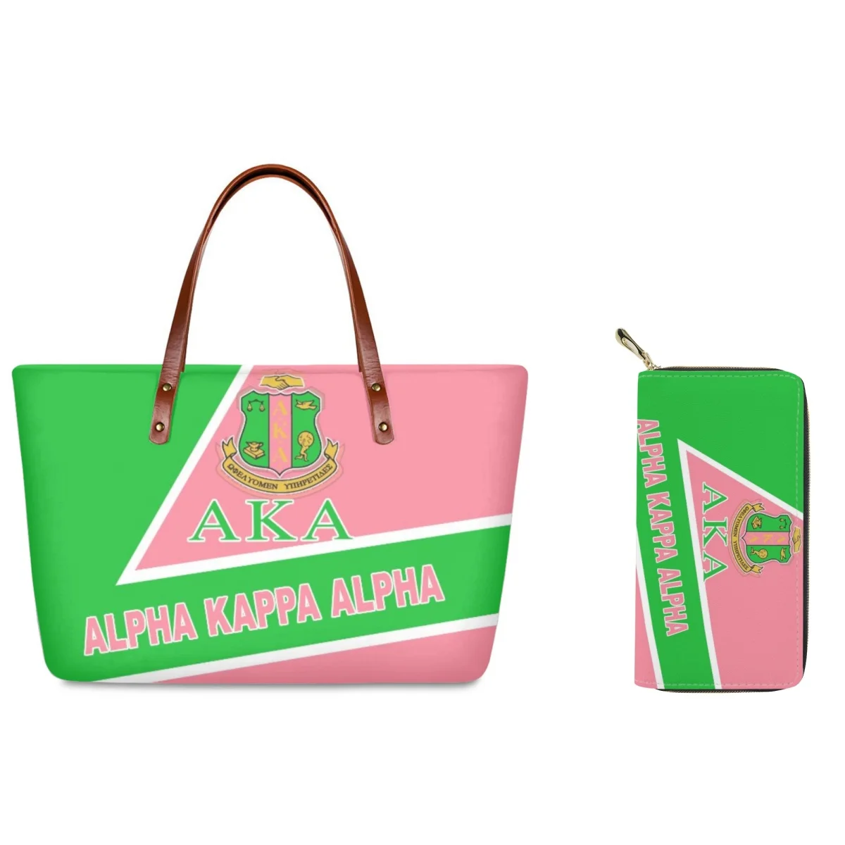 

FORUDESIGNS, модная цветная контрастная сумка, роскошные кожаные кошельки Alpha Kappa Alpha 2 шт./комплект, вместительные сумки-тоут