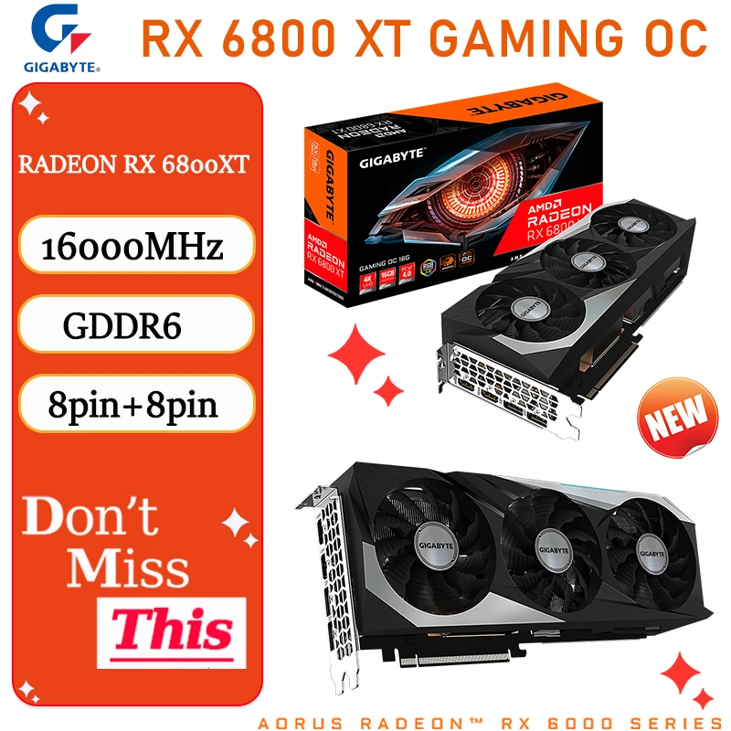 

GDDR6 GIGABYTE Radeon RX 6800 XT GAMING OC 16G Video Card 16GB 1600MHz 256bit AMD RX 6000 Serie GPU Graphic Card Overclocking