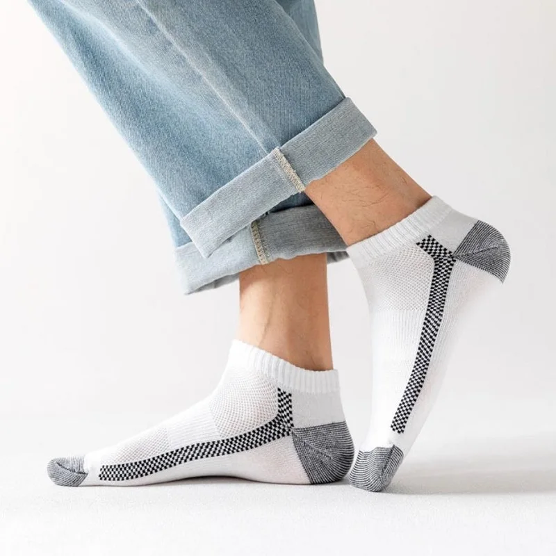 5 Pairs Men Summer Ankle Socks Breathable Casual Personality Invisible Boat Socks Striped Sports Street Fashions Short Sock Set