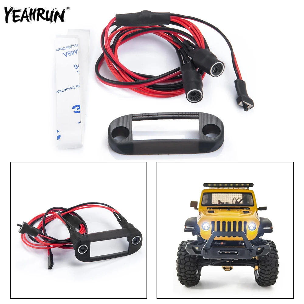 

Передняя светодиодная фара YEAHRUN, яркая фара, светильник для 1/24 Axial SCX24 AXI00002 AXI00005, детали для радиоуправляемого гусеничного автомобиля