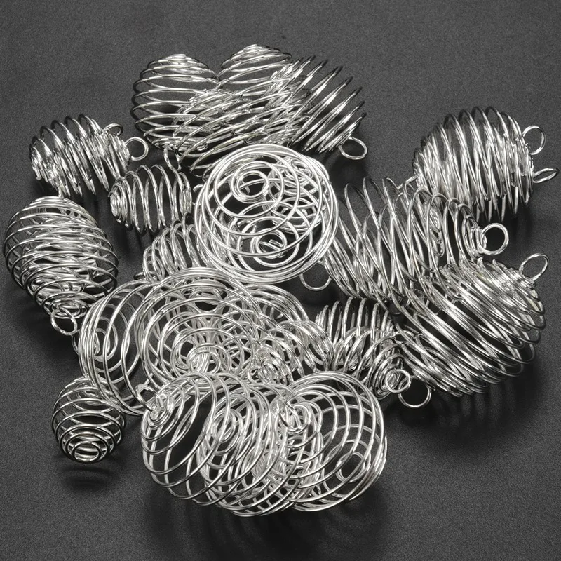 

30Pcs Silver Spiral Bead Cages Pendants For Jewelry Making (15Mm, 25Mm, 30Mm)