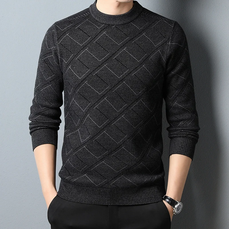 

Коллекция 2023 года, осенне-зимний шерстяной свитер Br с длинным рукавом и круглым вырезом для мужчин среднего и молодого возраста, Повседневн...
