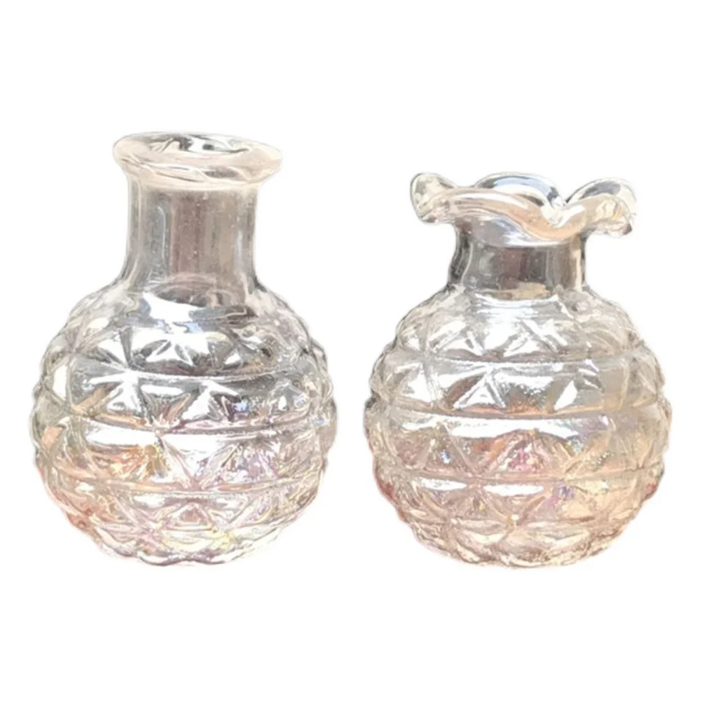 

2 Pcs Glass Vase Mini Vase Adornments Mini House Toys Kids Pretend Play Toy Miniatures Mini Vase