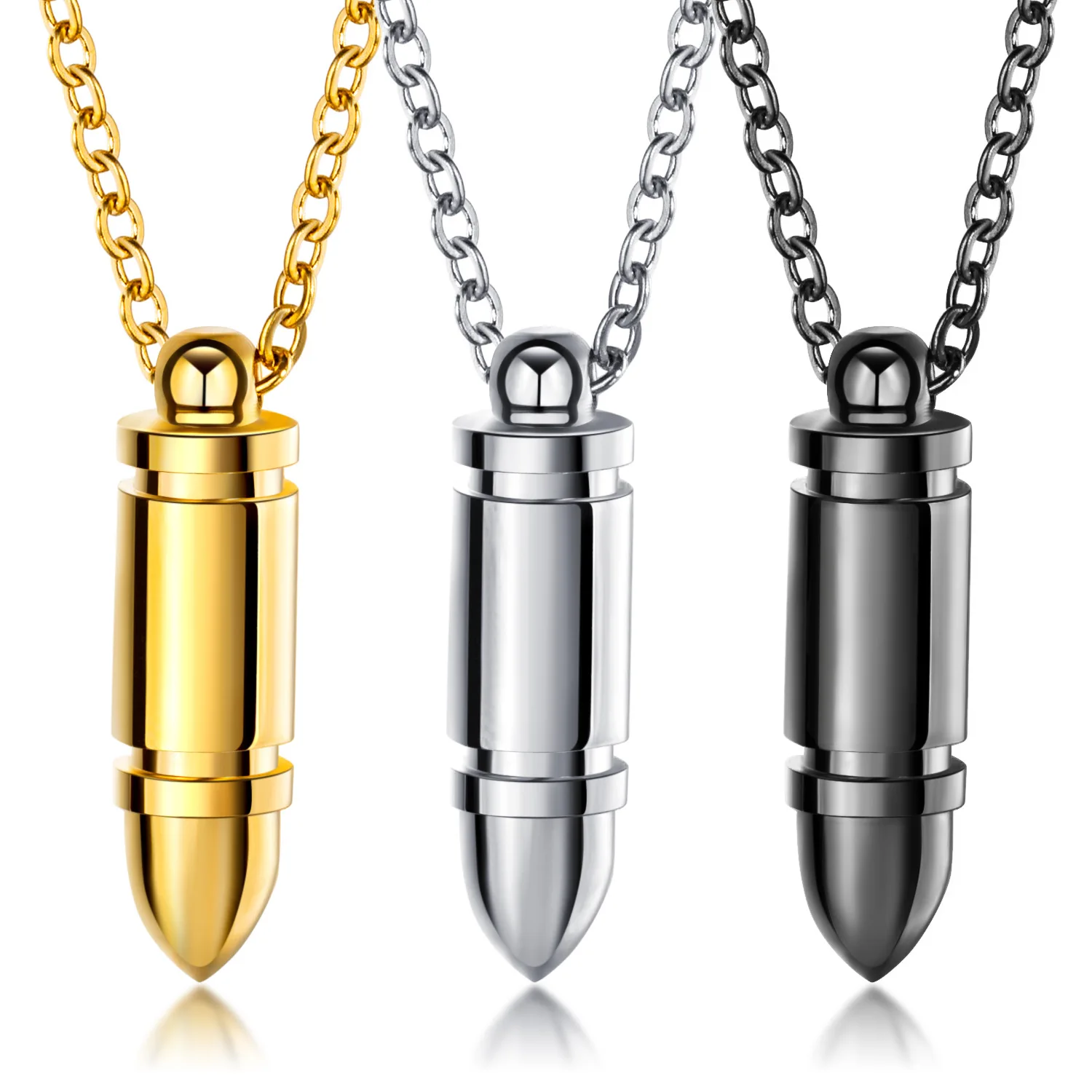 

Stainless Steel Bullet Pendant Men's Stainless Steel Pendant Titanium Steel Necklace