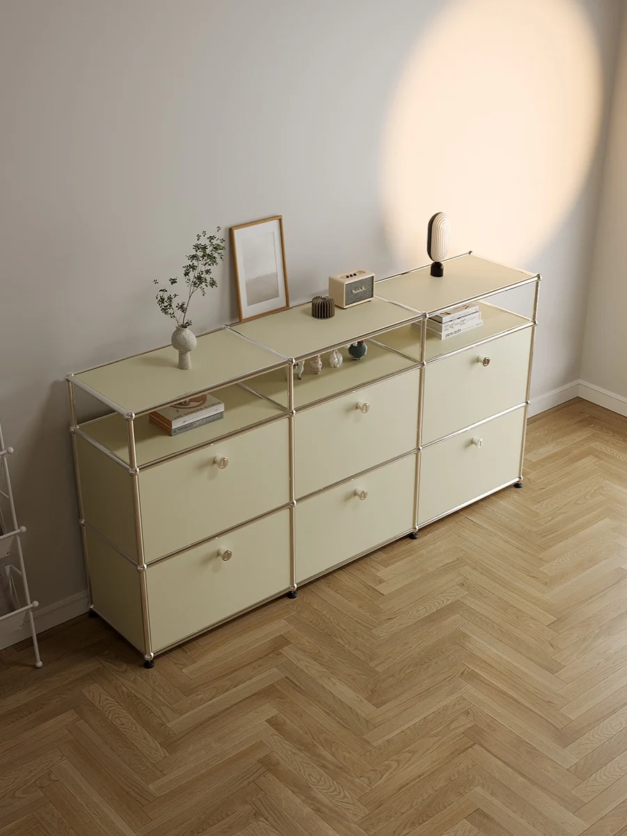 Комбинированный обеденный боковой шкаф USM антикварный из нержавеющей стали для