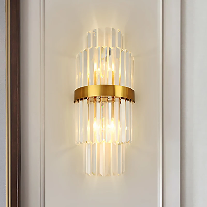 

Modern Crystal Wall Lamp For Living Room Hall Foyer E14 Gold Sconce Indoor Lighting For Bathroom Bedroom Bedside Art Decor Fixtu