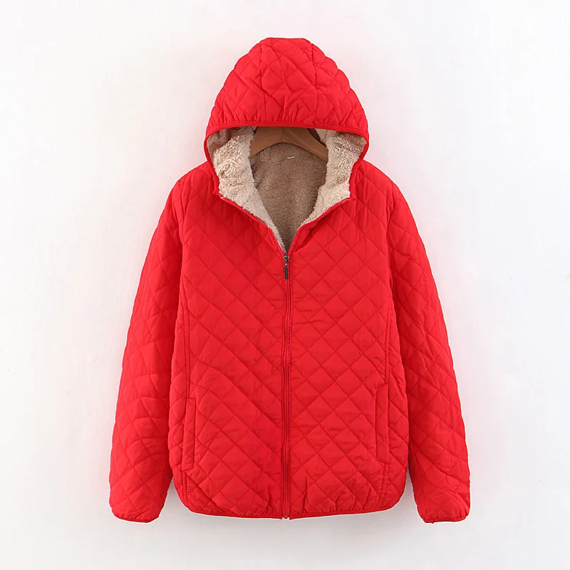 

2022 Winter Slim Lambswool Hooded Padded Warm Women's Cotton Coat