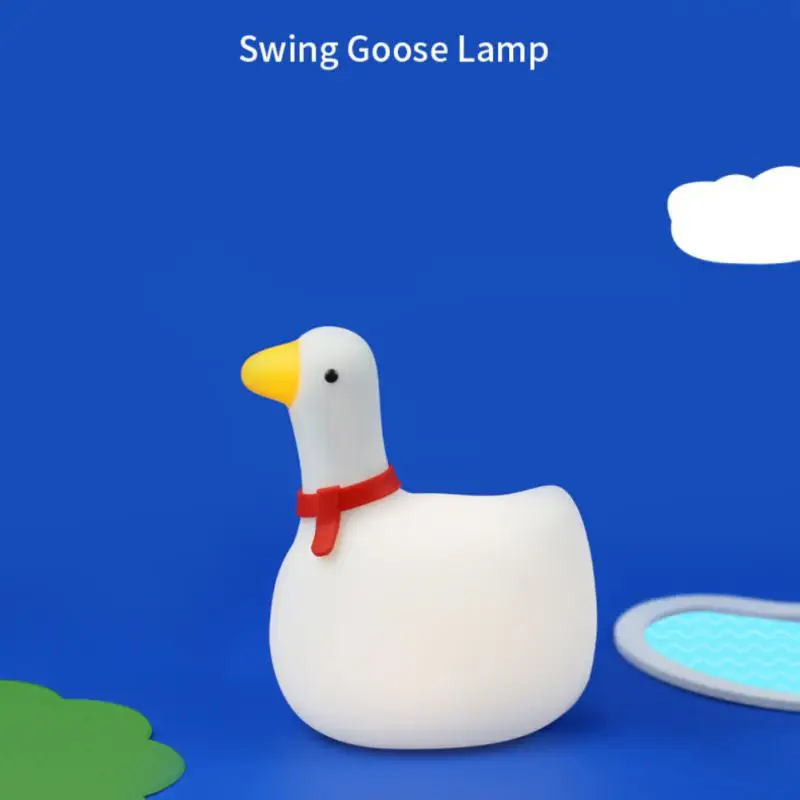 

Новый светодиодный детский ночник из мягкого силикона с зарядкой от USB, украшение для спальни, подарок, качели, гусиная Ночная лампа, Прямая ...