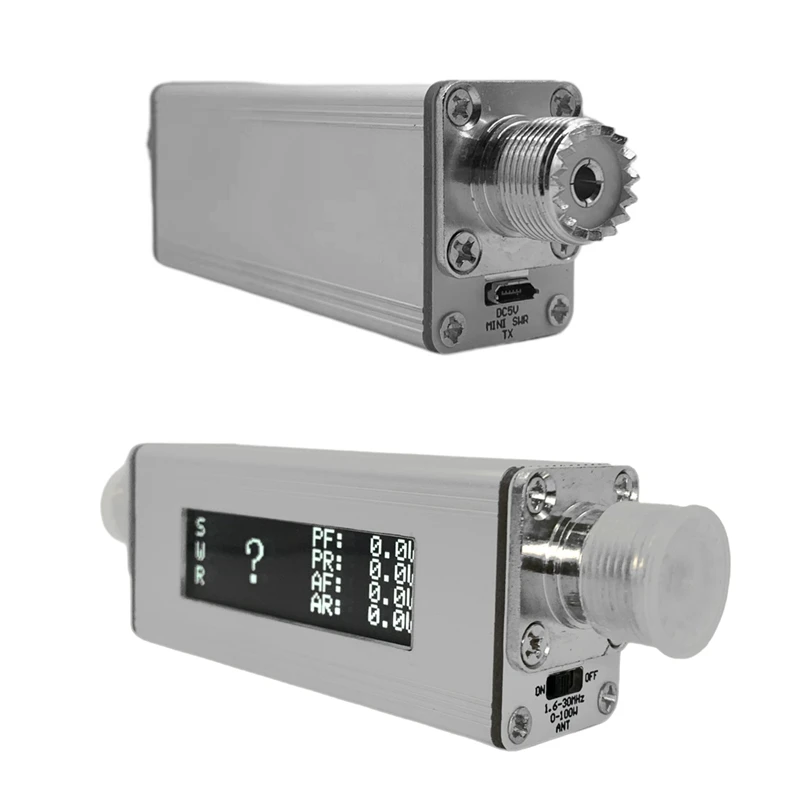 Mini SWR 0-100W 1.8M-30M HF Short Wave Standing Wave Meter SWR Power Meter + OLED + Battery