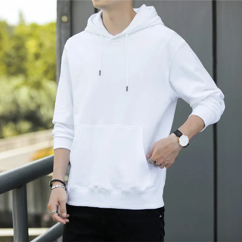 New Men's Hoodie Wool Warm Men's Sweatshirt Casual Solid Street Clothing Pullover Hoodie Fashion Long Sleeve Top Male