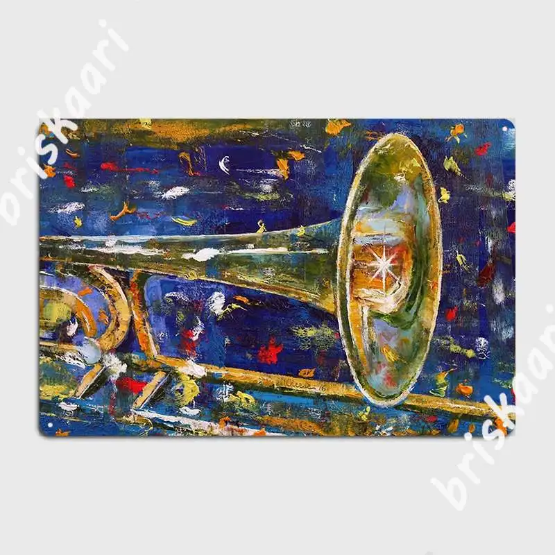 

Trombone Poster Metal Plaque Cinema Living Room Wall Customize Painting Décor Tin Sign Poster
