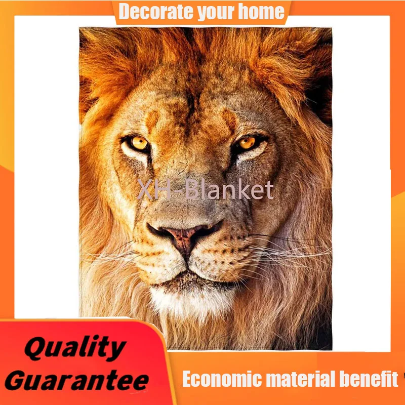 

Lion Printing Velvet Plush Throw Blanket Comfort Design Home Decoration Fleece Blanket Perfect for Couch Sofa or Travelling