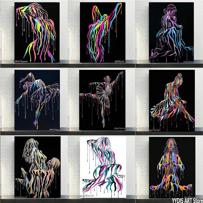 

Graffiti Art Naked Girl Poster Print Colorful Abstract Art Canvas Painting Modern Sexy Figure Wall Picture For Living Room Decor