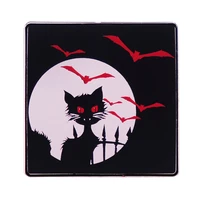the black cat and the bat enamel pin wrap clothes lapel brooch fine badge fashion jewelry friend gift