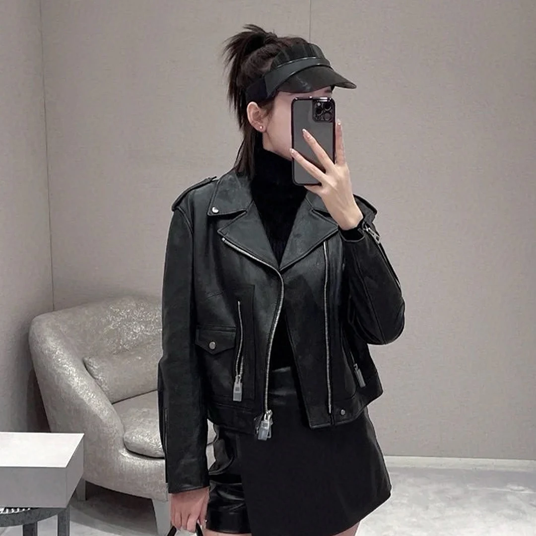 Женская осенне-зимняя однотонная куртка NIGO на молнии с отворотом и длинным