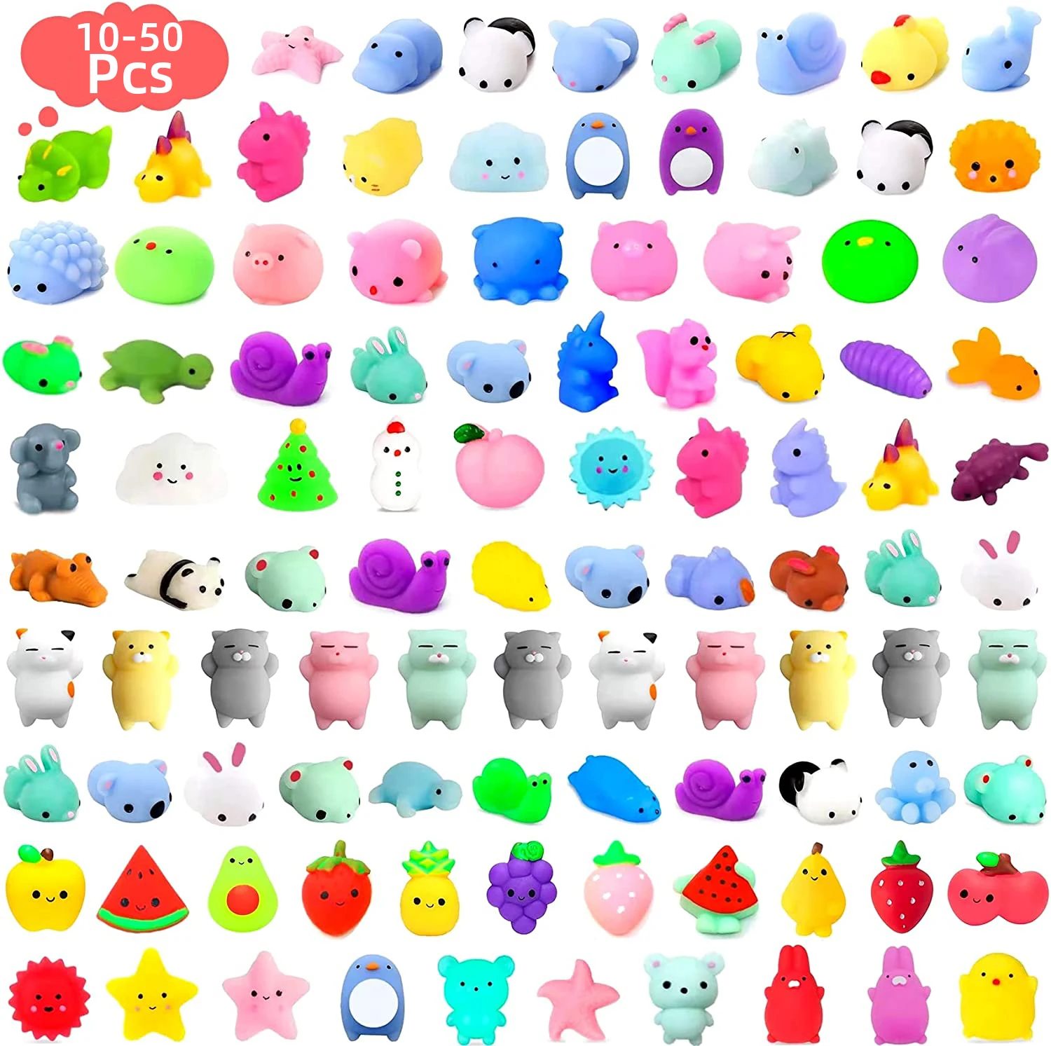 10-50 Pcs Random Squishies Mochi Mini Squishy Kawaii Animal Stress Relief Toys for Boys Girls Birthday Gifts Different Pattern