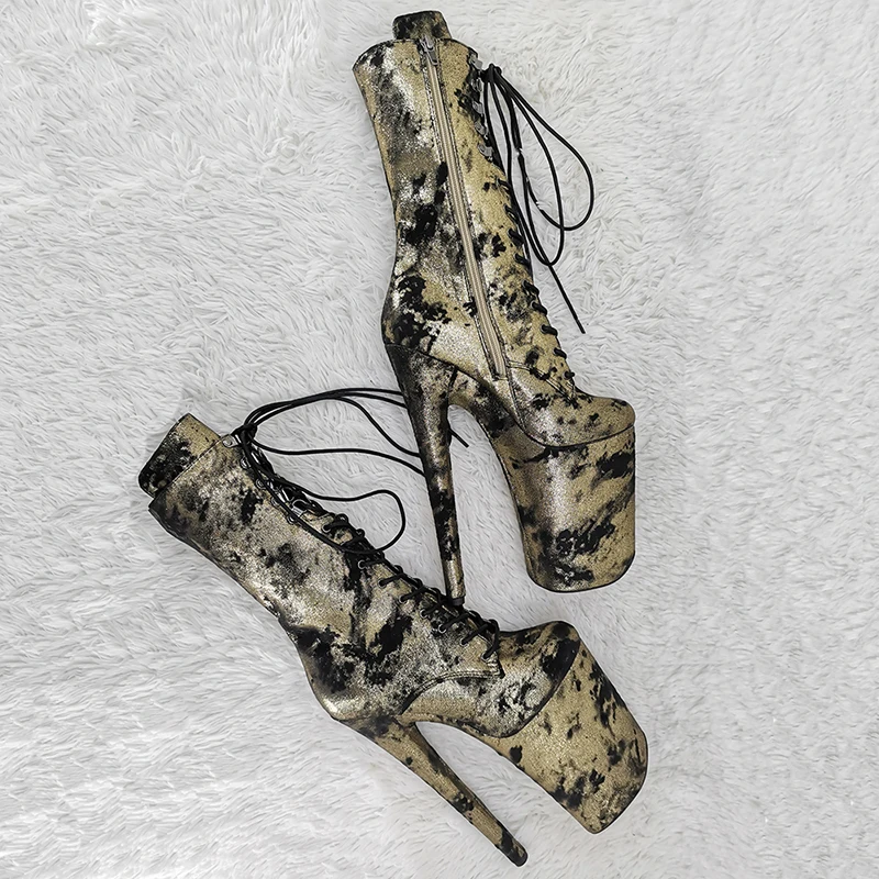 Leecabe 23CM/9Inch PU upper  lady fashion  boots   for  party  Platform  High Heels Pole Dance boot