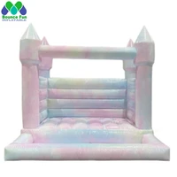 new colorful tie dye inflatable bounce house with ball pit adult wedding white bouncer jumping bouncy castle for kids fun