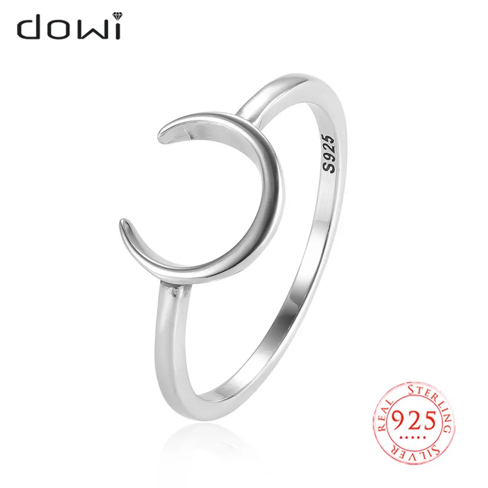 

Dowi 100% 925 Sterling Silver Half Moon Rings for Women Christmas Gift Crescent Deer Horn Ring Lady Fashion Jewelry 2021 New