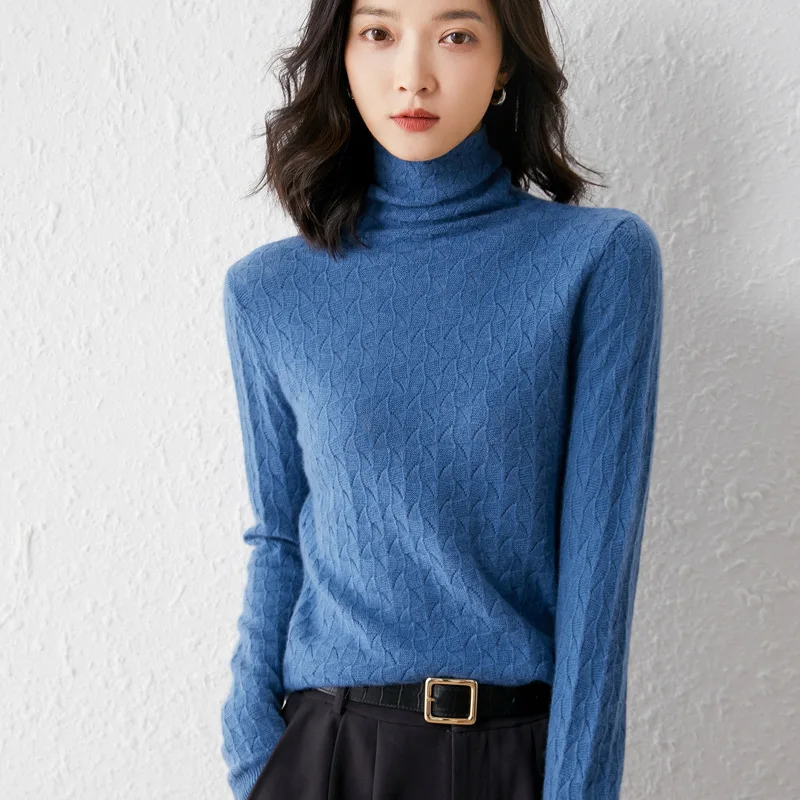 

Новинка, Осенний модный роскошный шерстяной свитер, Женская Высококачественная водолазка, вязаная одежда, элегантные джемперы с длинным рукавом, пуловеры