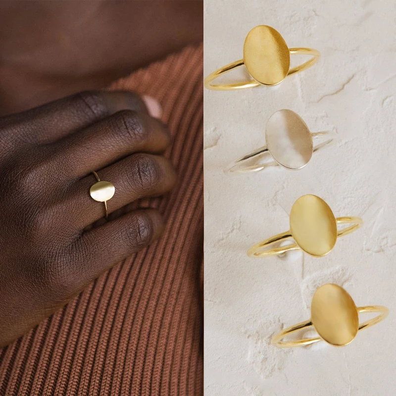 

Изящные овальные кольца, кольцо из нержавеющей стали, изысканная Золотая позолота, минималистичное женское кольцо для женщин, индивидуальн...