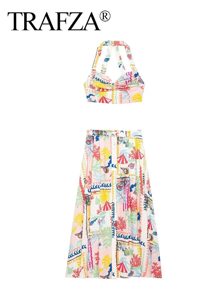 Женский комплект из топа и юбки на пуговицах без рукавов