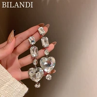 bilandi 925%c2%a0silver%c2%a0needle fashion jewelry heart earrings popular design exaggerated shiny glass drop earrings for women