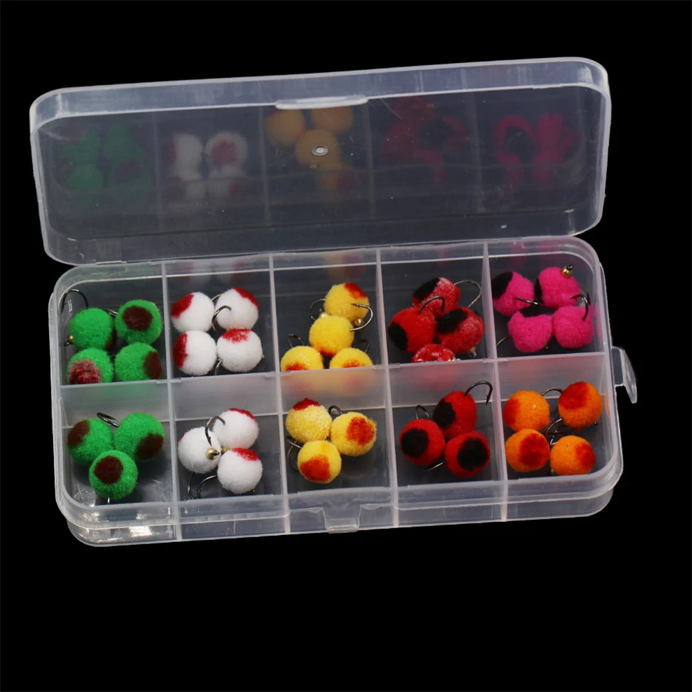 

36pcs 12# Glo Bug Egg Flies Fly Fishing Trout Salmon 6 Color Fly Fishing Lures Brass Beadhead For Fishing Lures Tackle