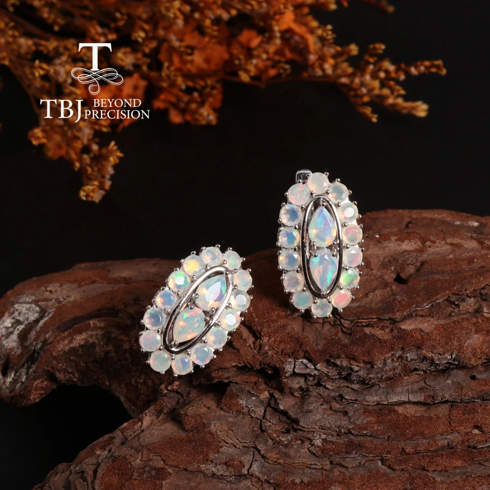 Блестящие Серебряные серьги с опалом 3 5 Карата натуральные драгоценные камни